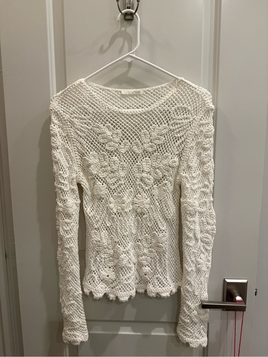 Zara Tops - Zara Cream Crochet Knit Long-Sleeve Top